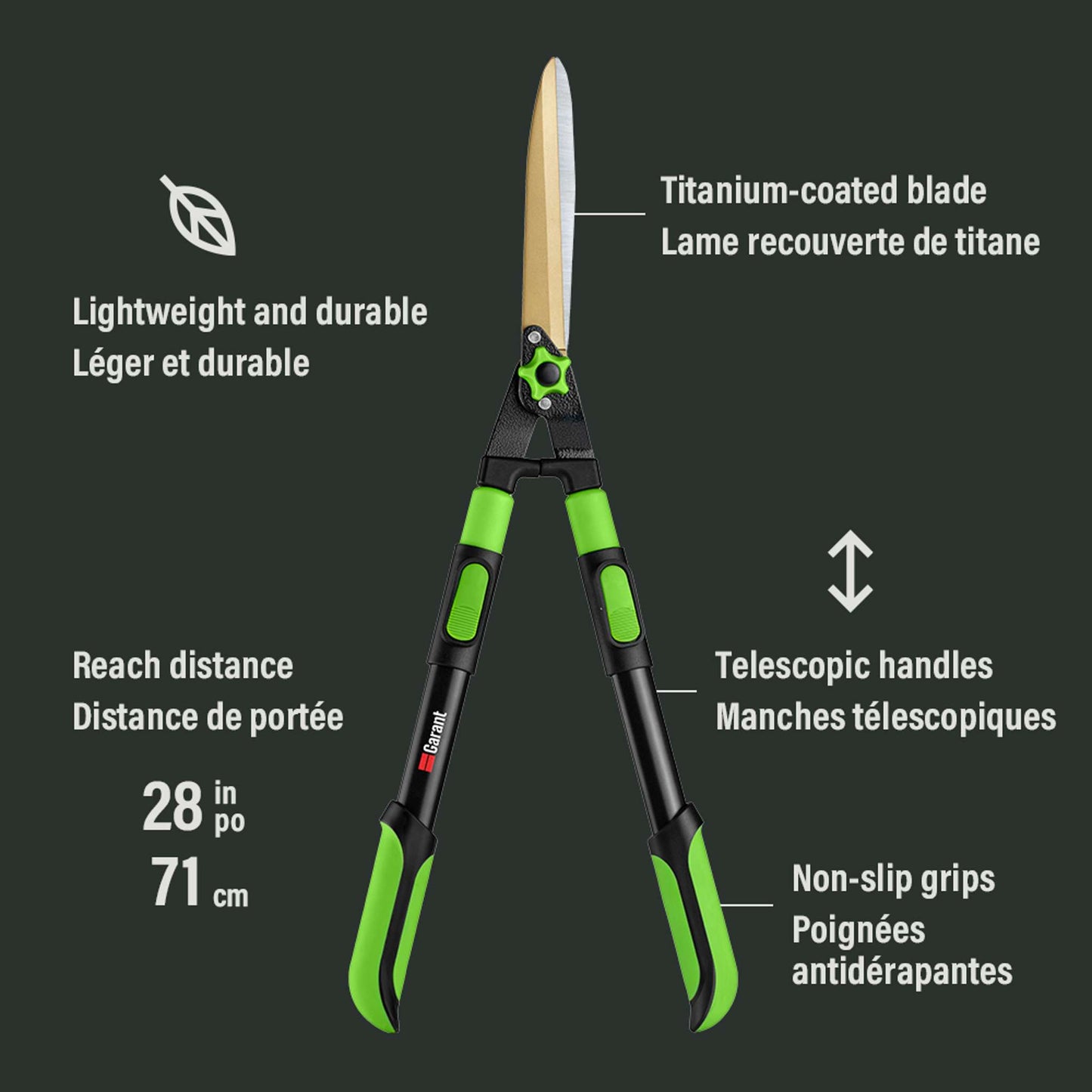 Cisaille à haies télescopique en titanium