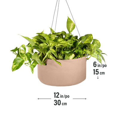 Jardinière suspendue Hygge en feutre 12 po avec système auto-arrosant