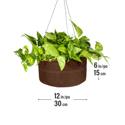 12" Hygge Felt Hanging Planter with self-watering system