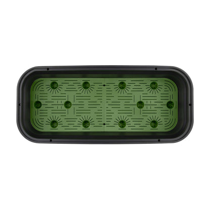 Raised garden bed with trellis and self-watering system