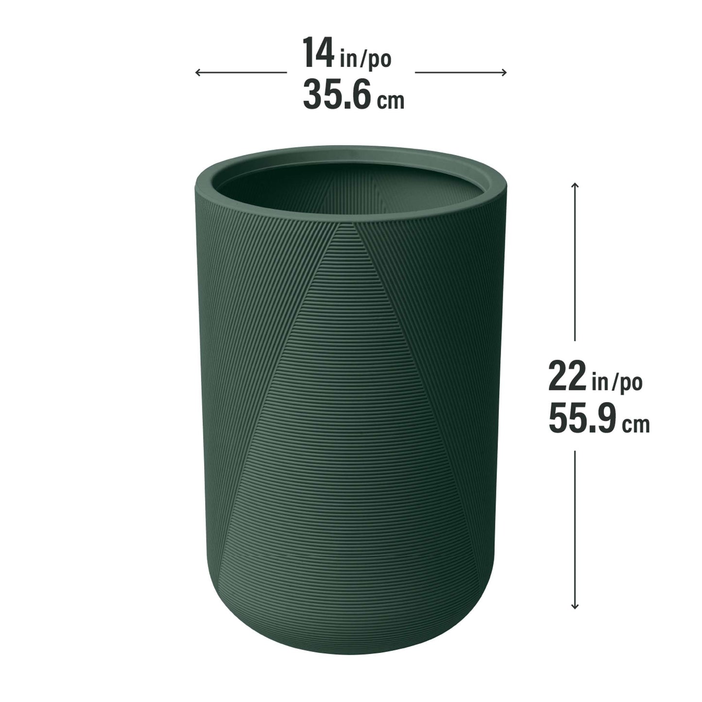 Grande jardinière Gavin 14 po avec lignes géométriques