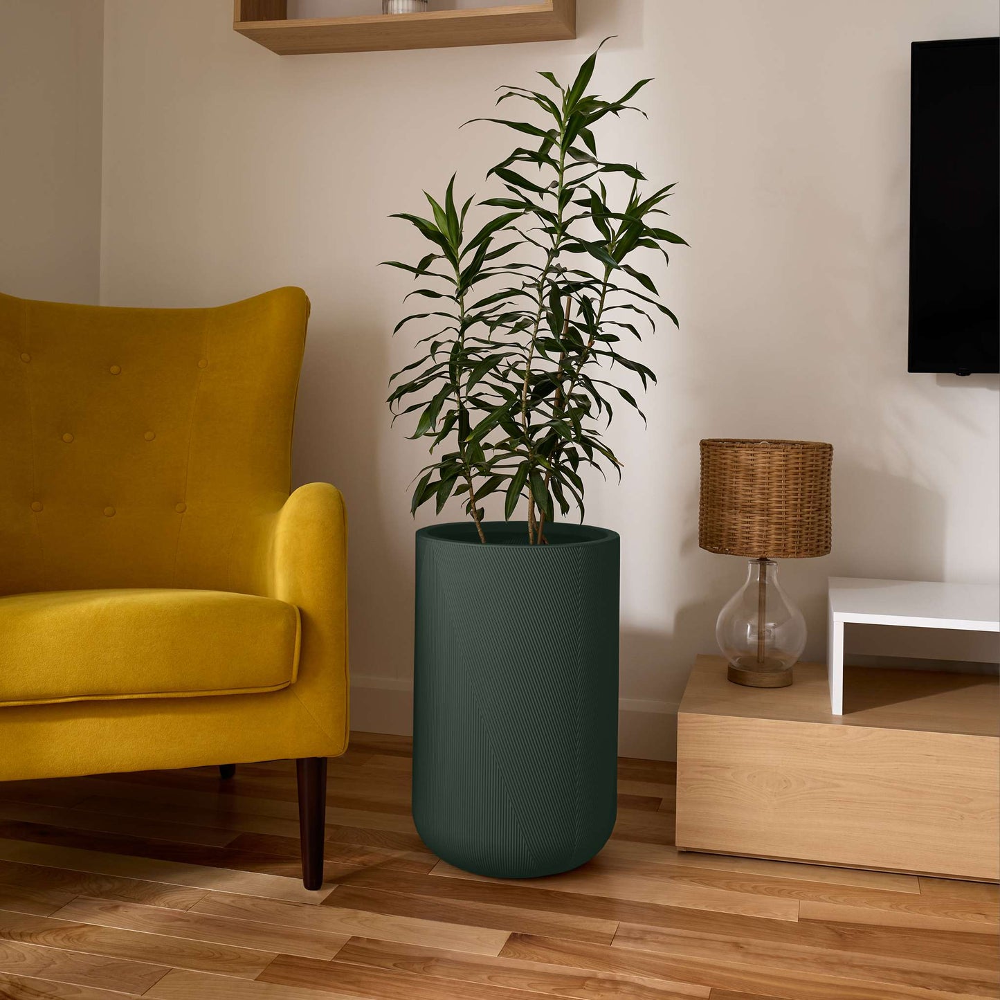 Grande jardinière Gavin 14 po avec lignes géométriques