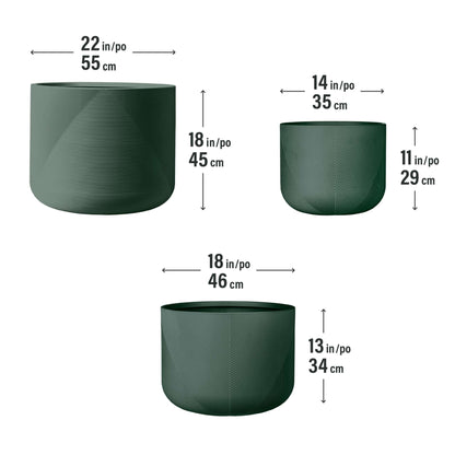 Ensemble de 3 jardinières Gavin 14 po, 18 po et 22 po
