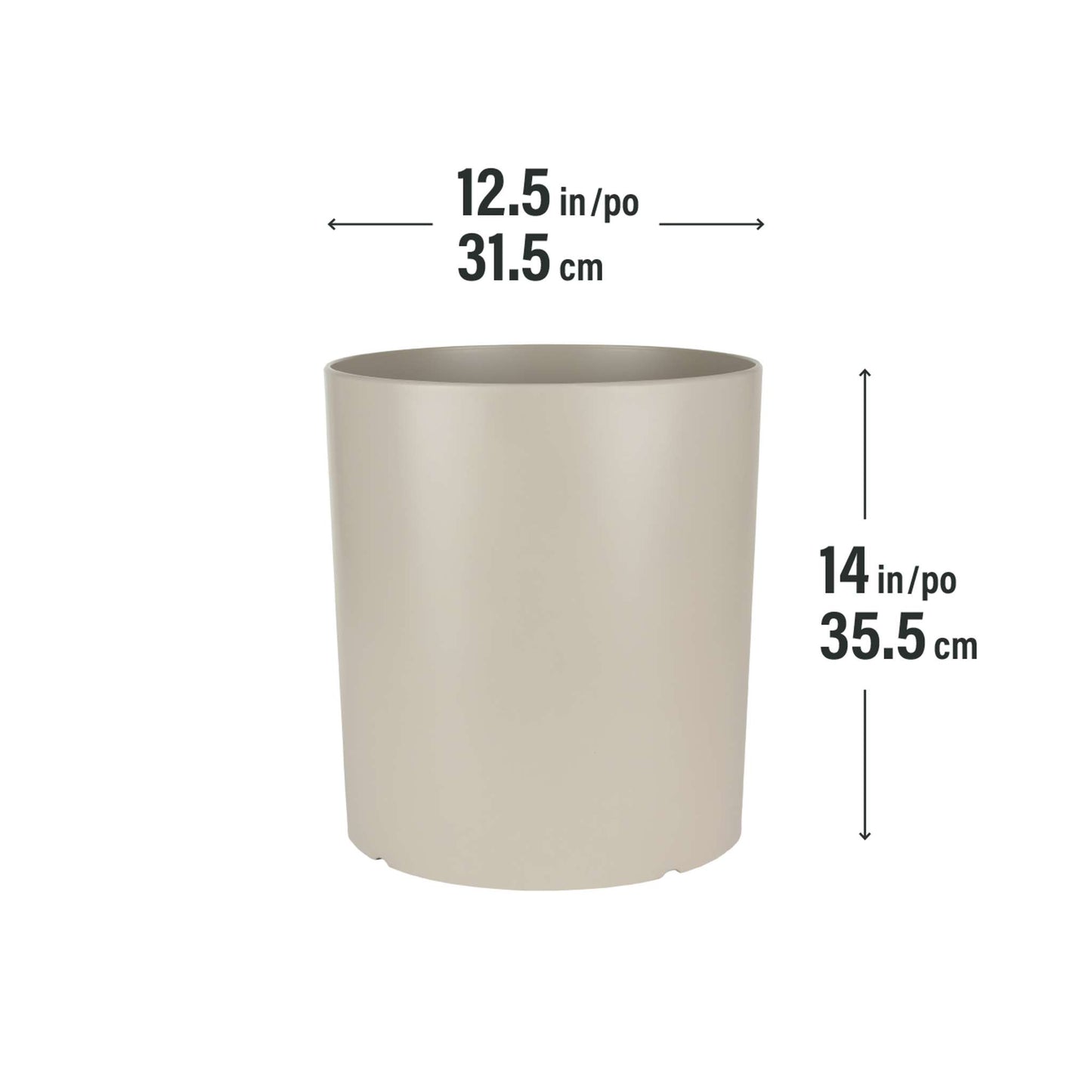 12.5" Cylindrical Urban Linear Planter with stone-effect speckled finish