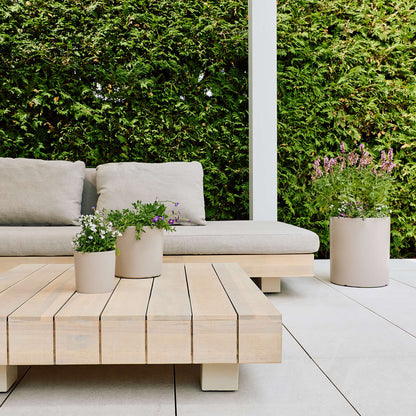 12.5" Cylindrical Urban Linear Planter with stone-effect speckled finish