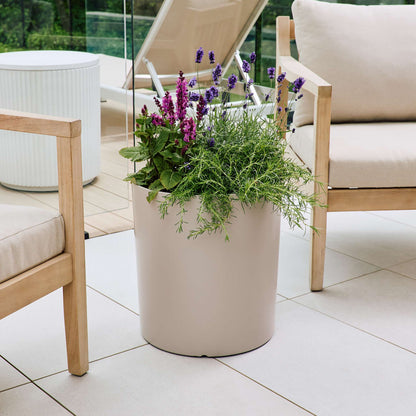 15" Cylindrical Urban Linear Planter with stone-effect speckled finish