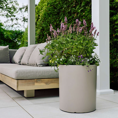 15" Cylindrical Urban Linear Planter with stone-effect speckled finish