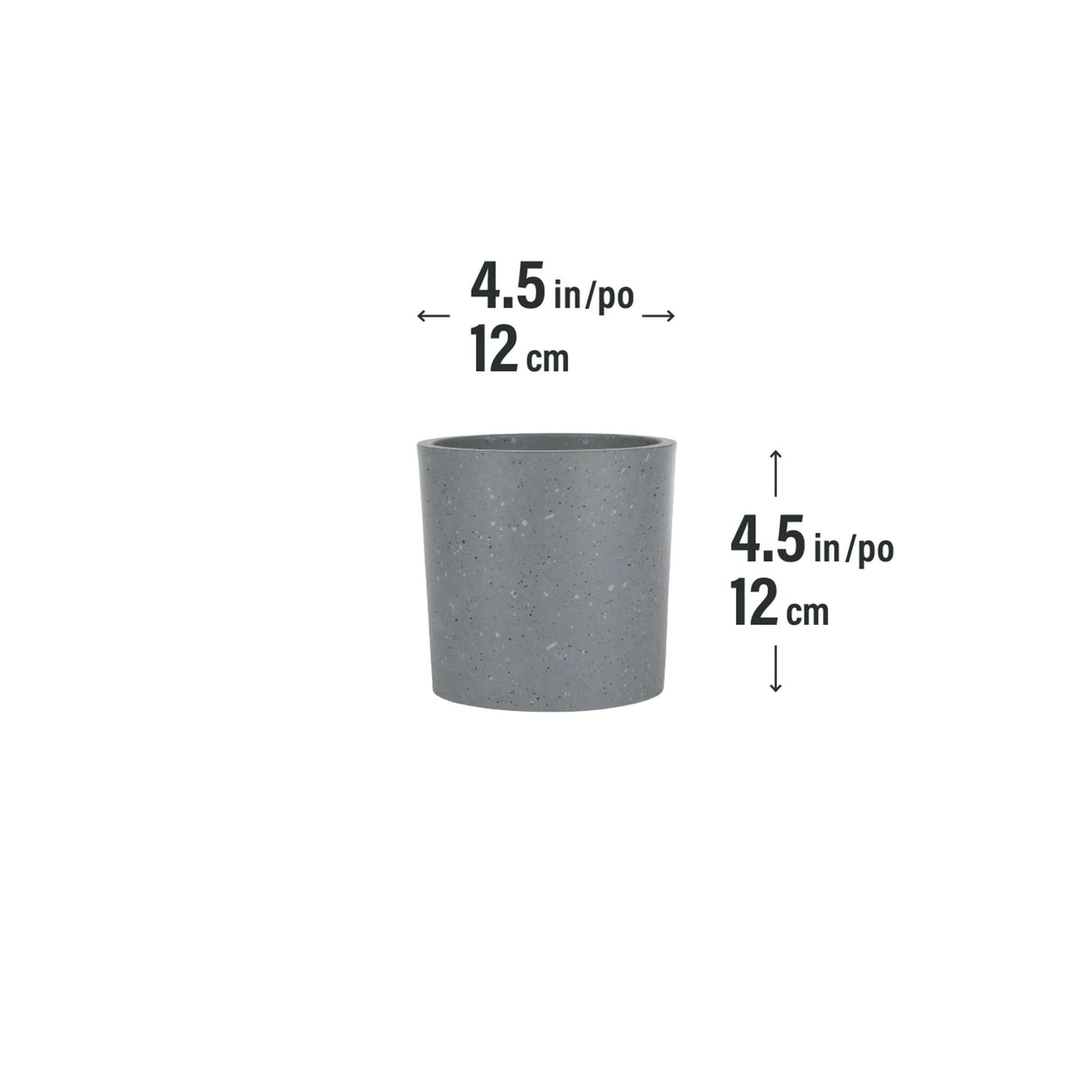 4.5" Cylindrical Urban Linear  Planter with stone-effect speckled finish