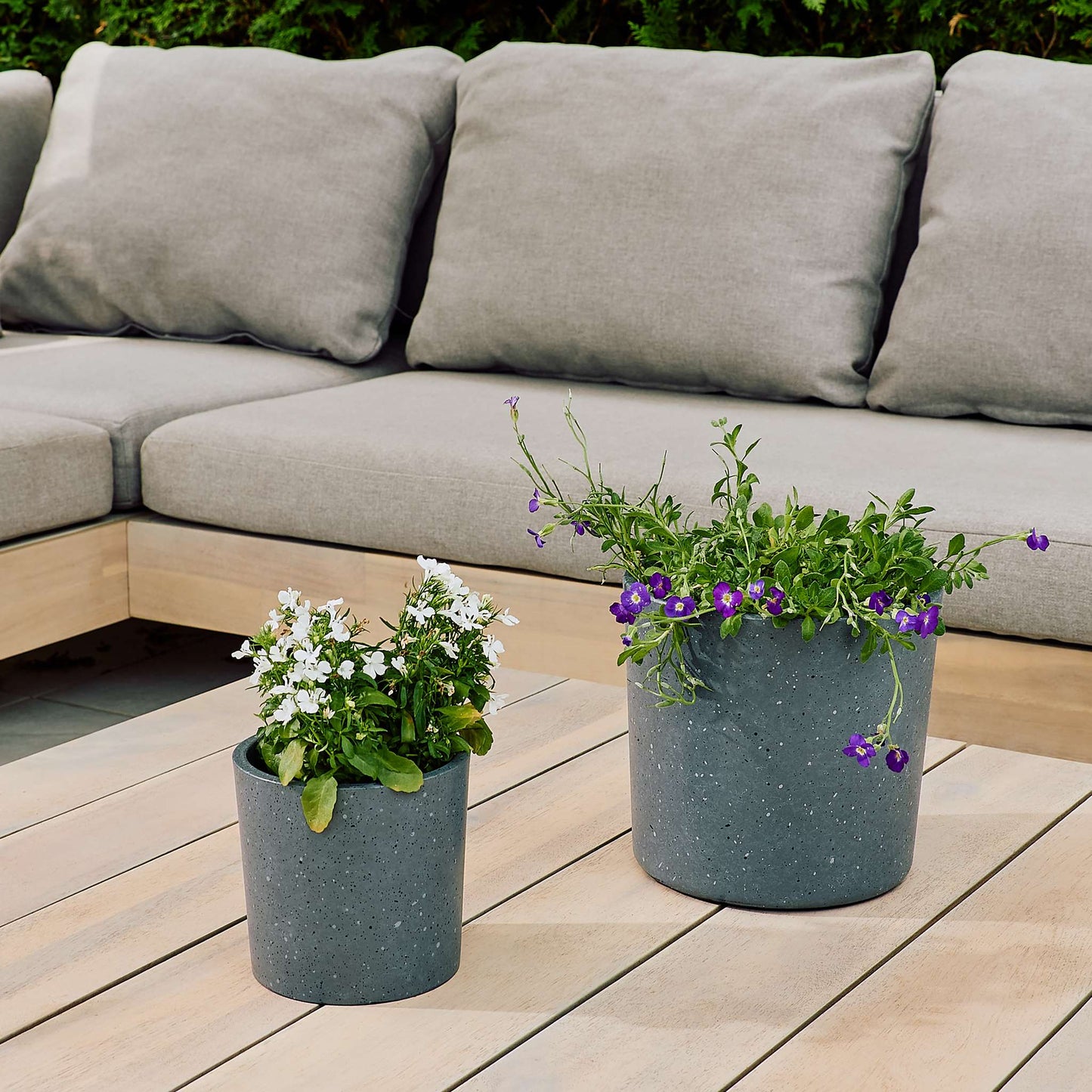 4.5" Cylindrical Urban Linear  Planter with stone-effect speckled finish