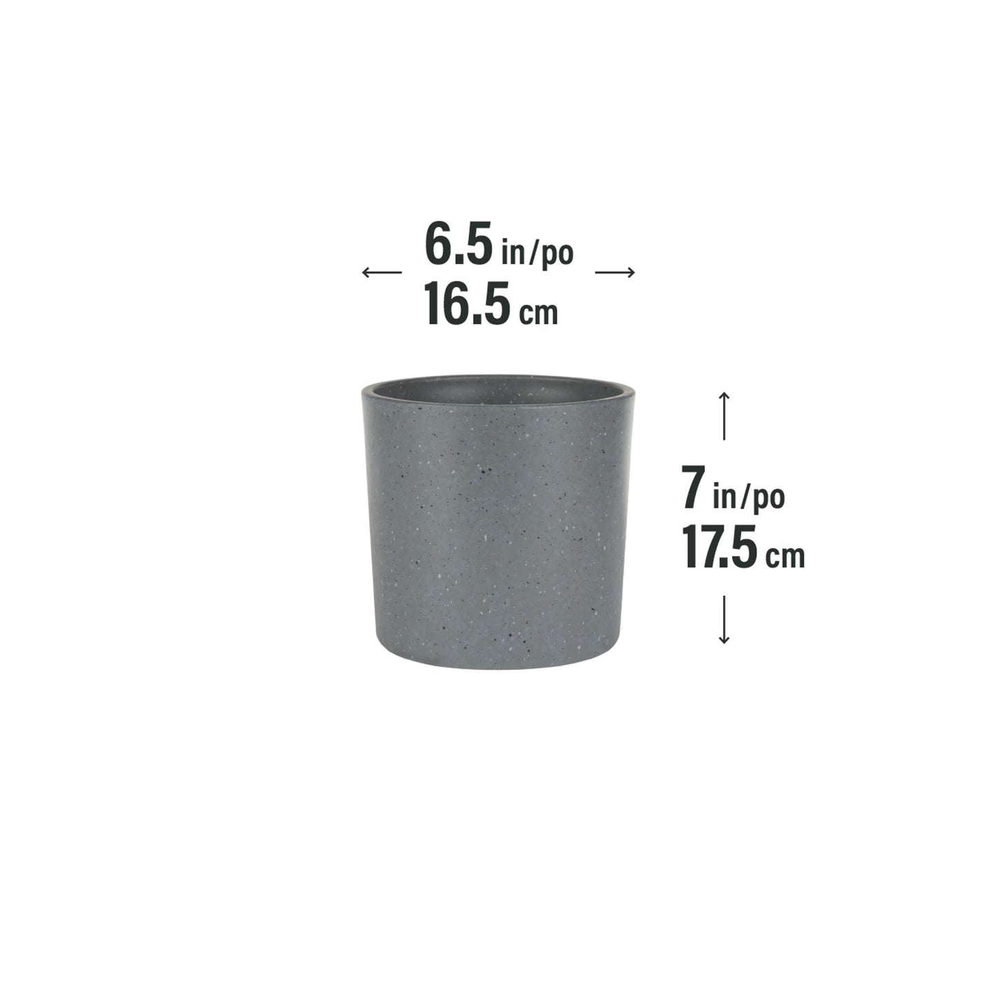 6.5" Cylindrical Urban Linear Planter with stone-effect speckled finish