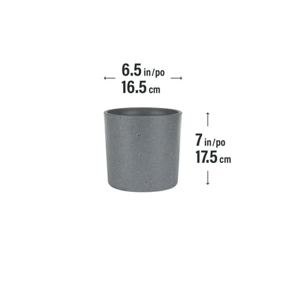 6.5" Cylindrical Urban Linear Planter with stone-effect speckled finish