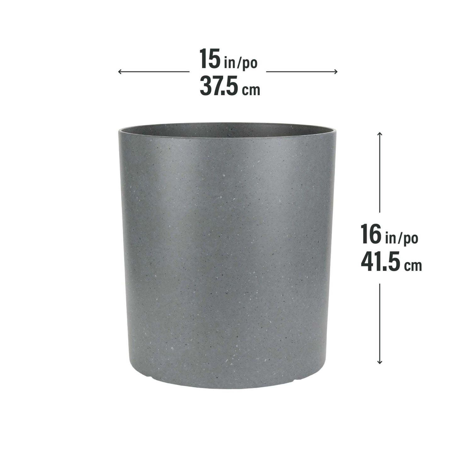 Jardinière Urbaine Linéaire 15 po cylindrique avec fini moucheté effet pierre