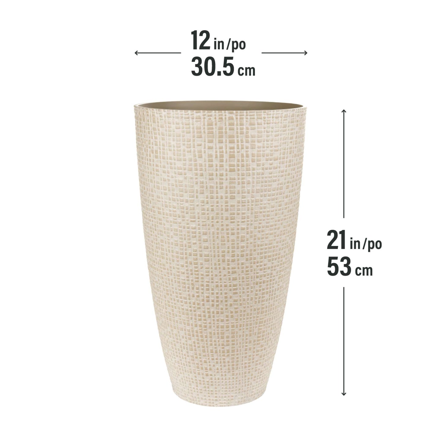 Tall 12’’ Riley Planter with fine line stone effect