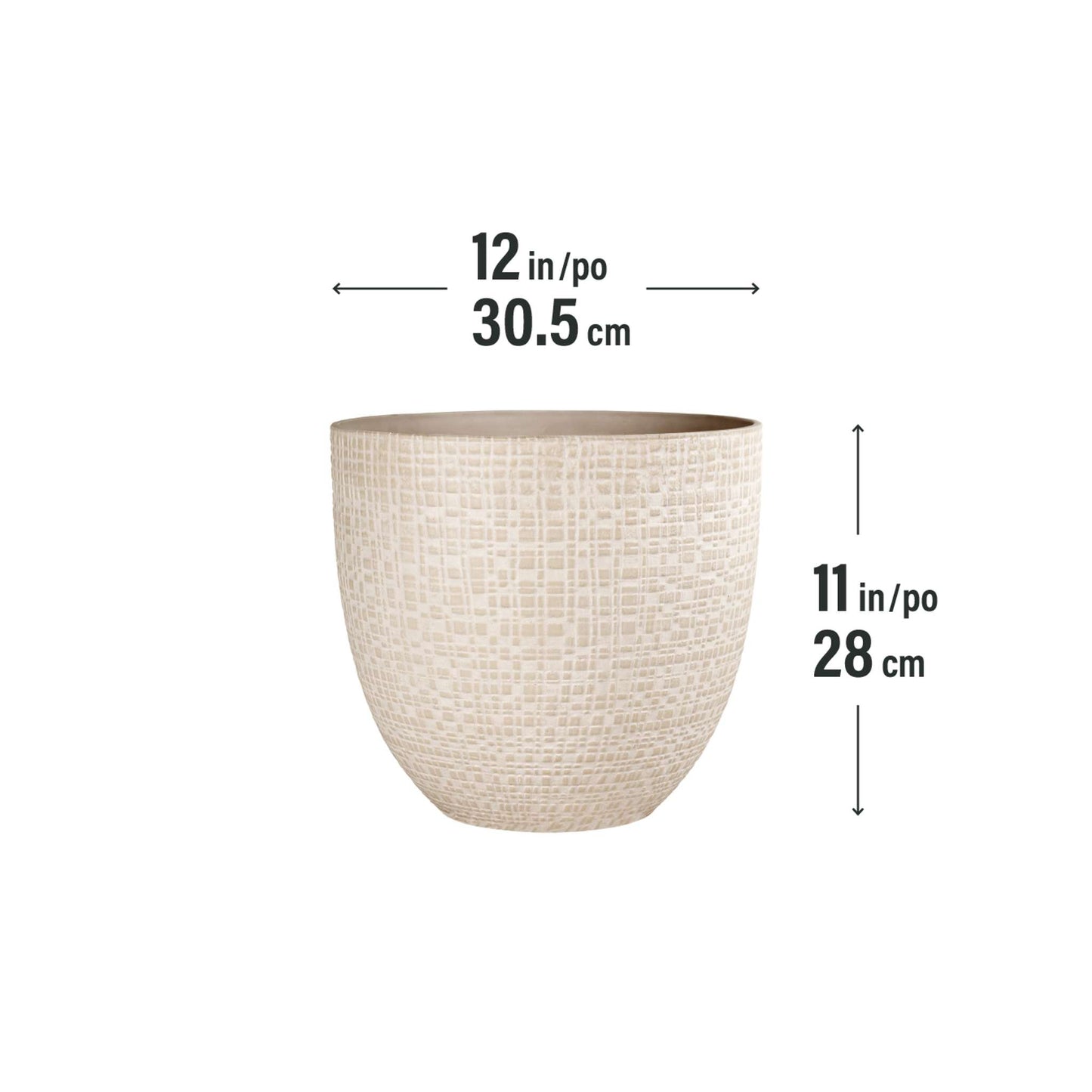 12’’ Riley Planter with fine line stone effect