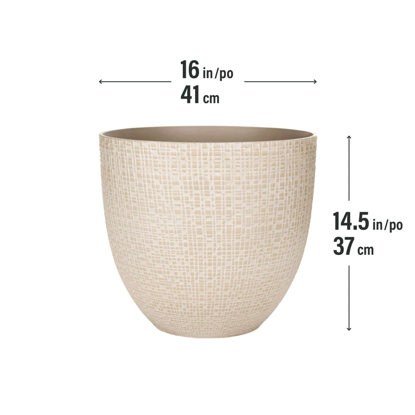Jardinière Riley 16 po avec effet pierre à fines lignes