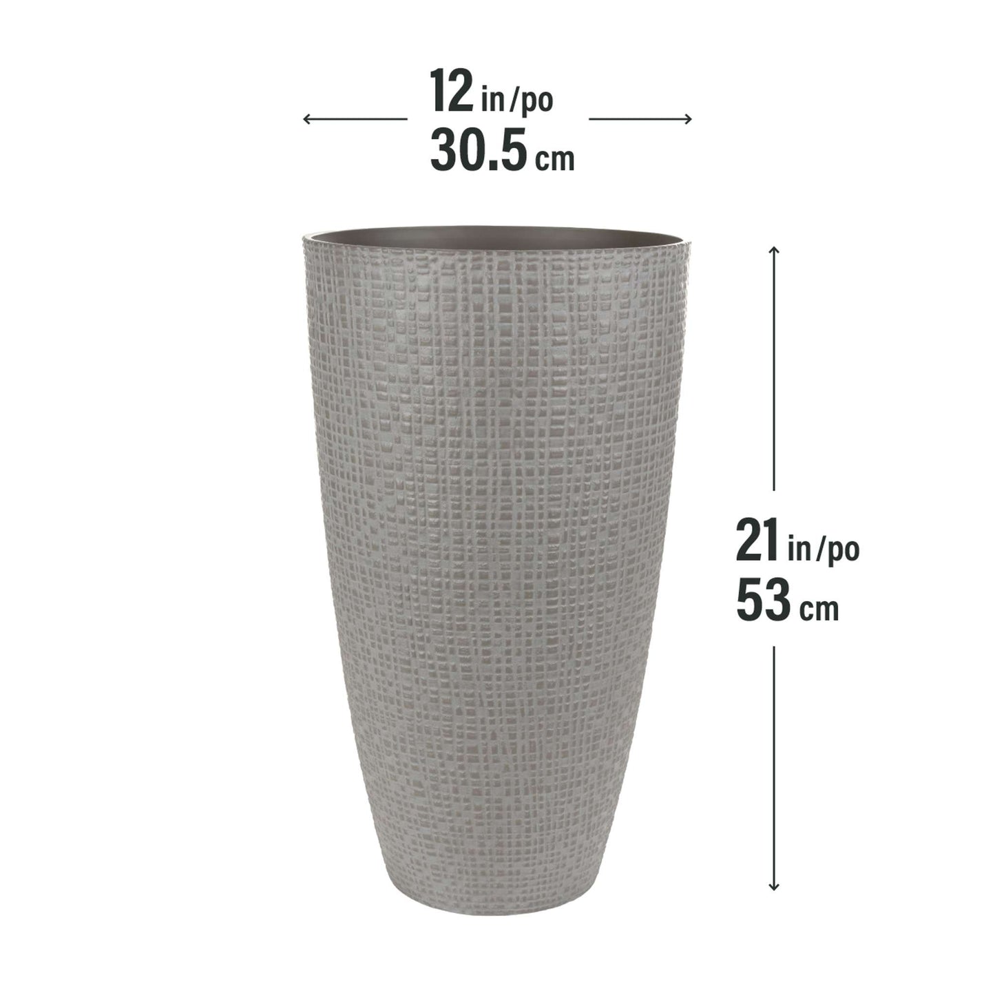 Tall 12’’ Riley Planter with fine line stone effect