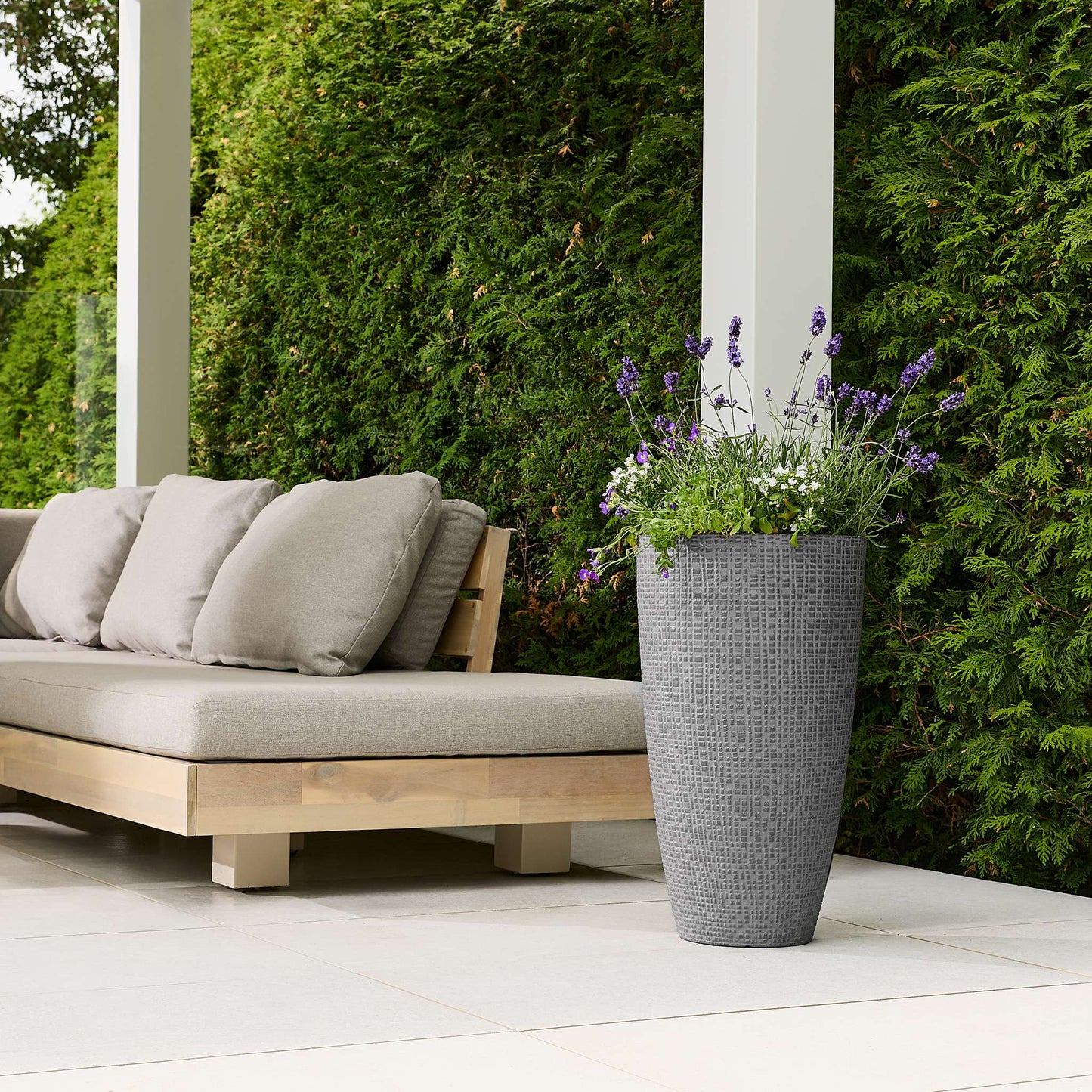 Tall 12’’ Riley Planter with fine line stone effect