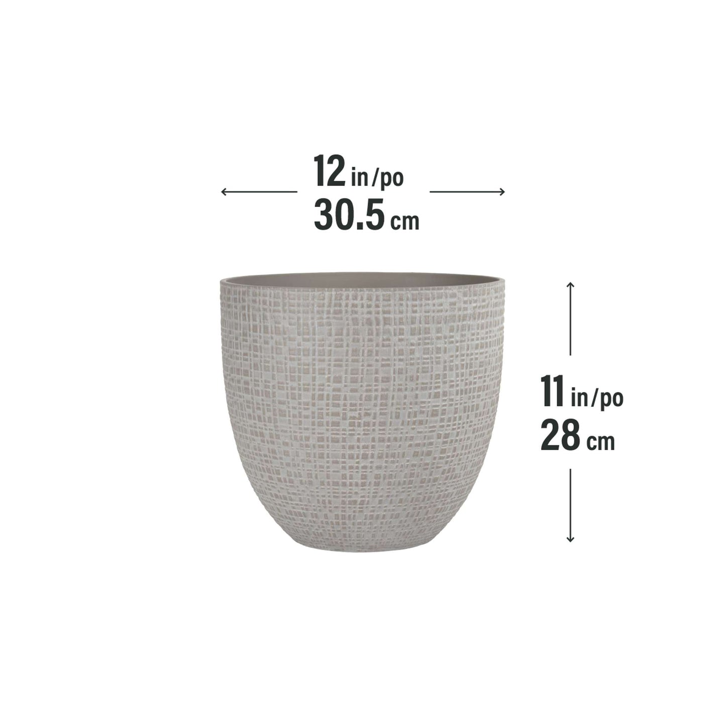 12’’ Riley Planter with fine line stone effect