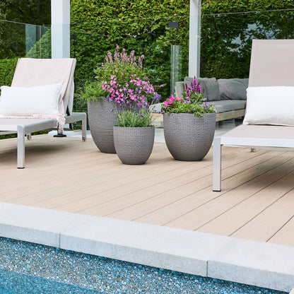 12’’ Riley Planter with fine line stone effect