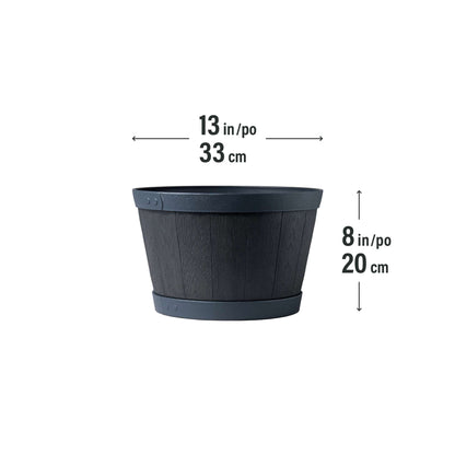 Jardinière Tennessee 13 po style baril avec effet bois