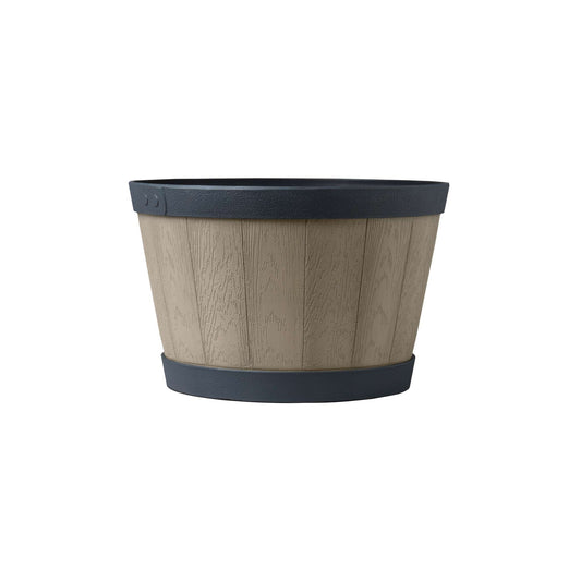 Jardinière Tennessee 13 po style baril avec effet bois