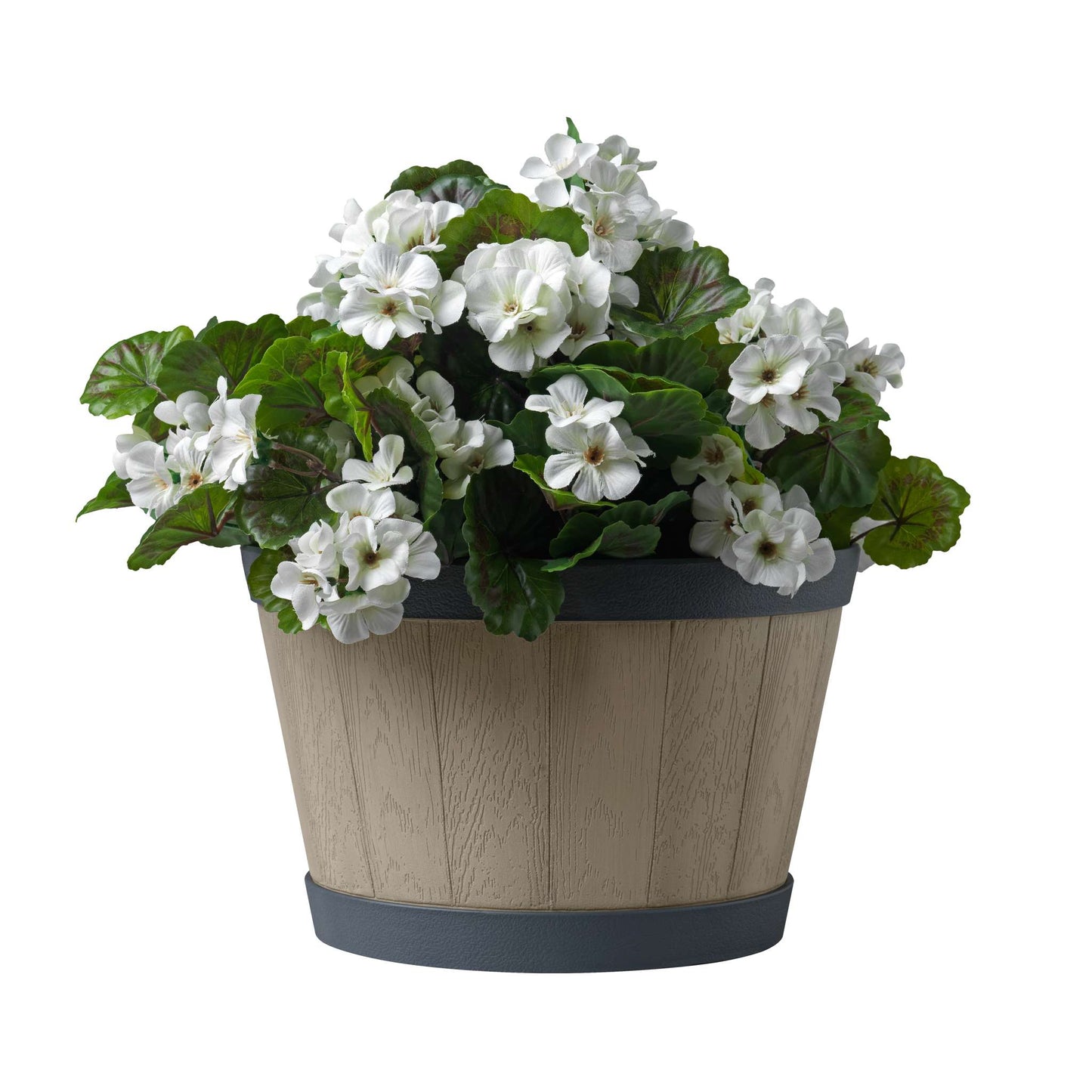 Jardinière Tennessee 13 po style baril avec effet bois