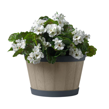 Jardinière Tennessee 13 po style baril avec effet bois