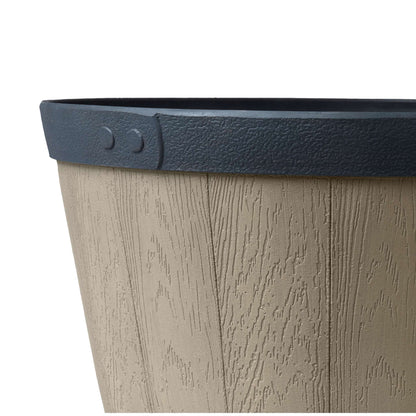 Jardinière Tennessee 13 po style baril avec effet bois