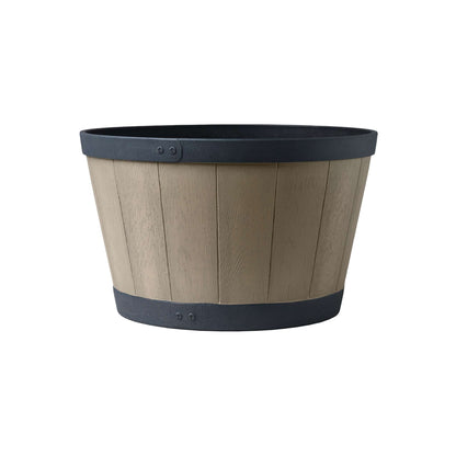 Jardinière Tennessee 18 po style baril avec effet bois