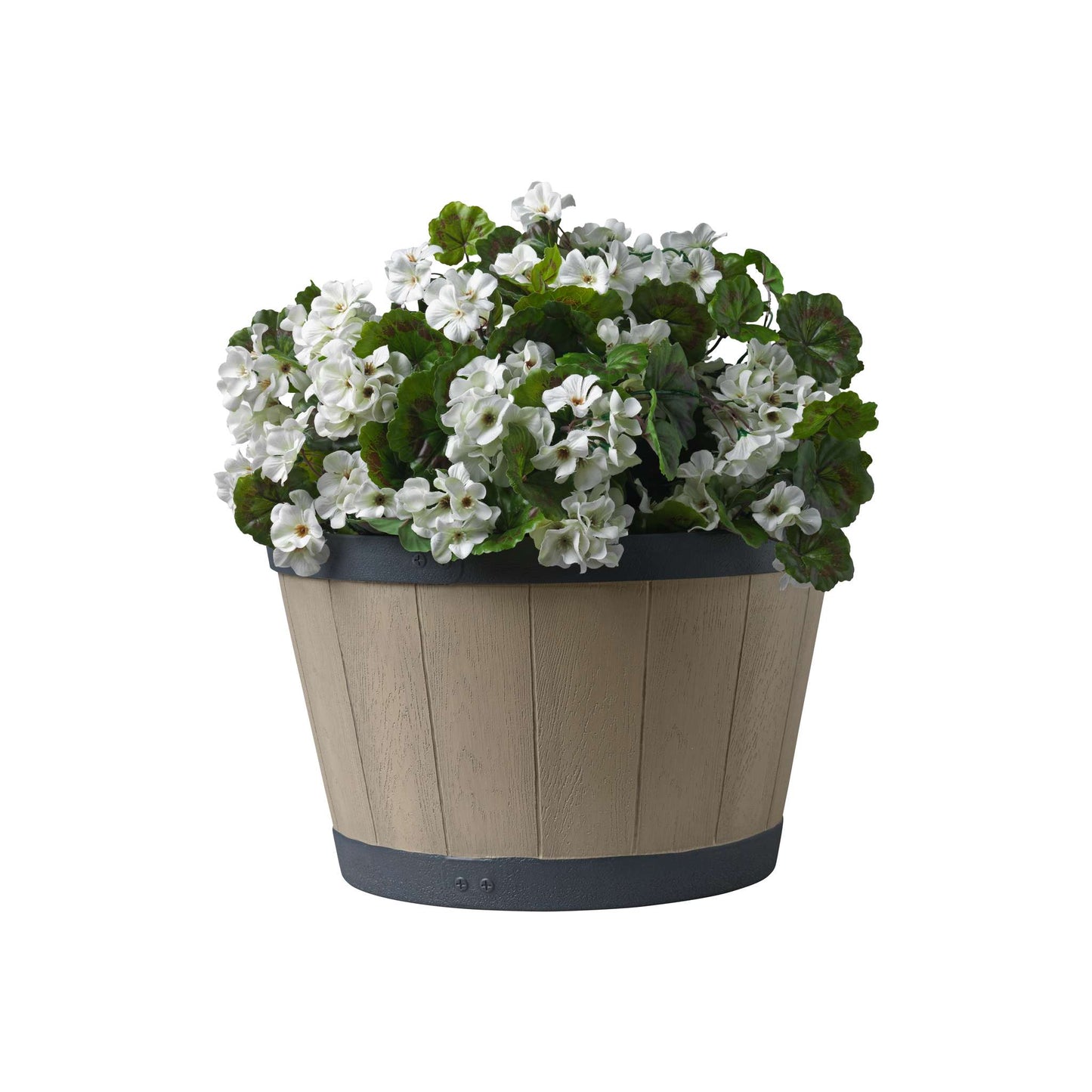 Jardinière Tennessee 18 po style baril avec effet bois