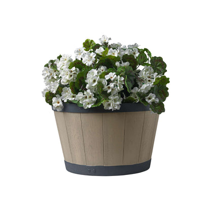 Jardinière Tennessee 18 po style baril avec effet bois