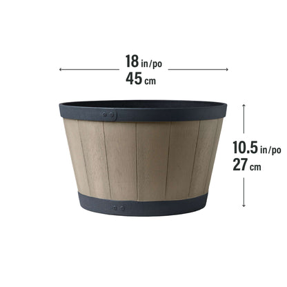 Jardinière Tennessee 18 po style baril avec effet bois