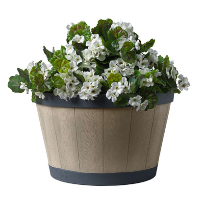 Jardinière Tennessee 20,5 po style baril avec effet bois