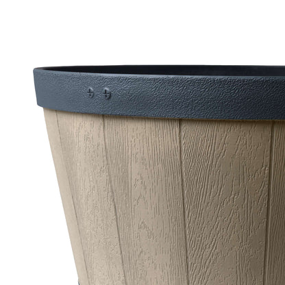 Jardinière Tennessee 20,5 po style baril avec effet bois