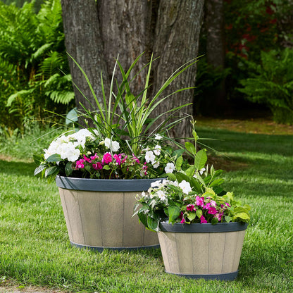 Jardinière Tennessee 20,5 po style baril avec effet bois