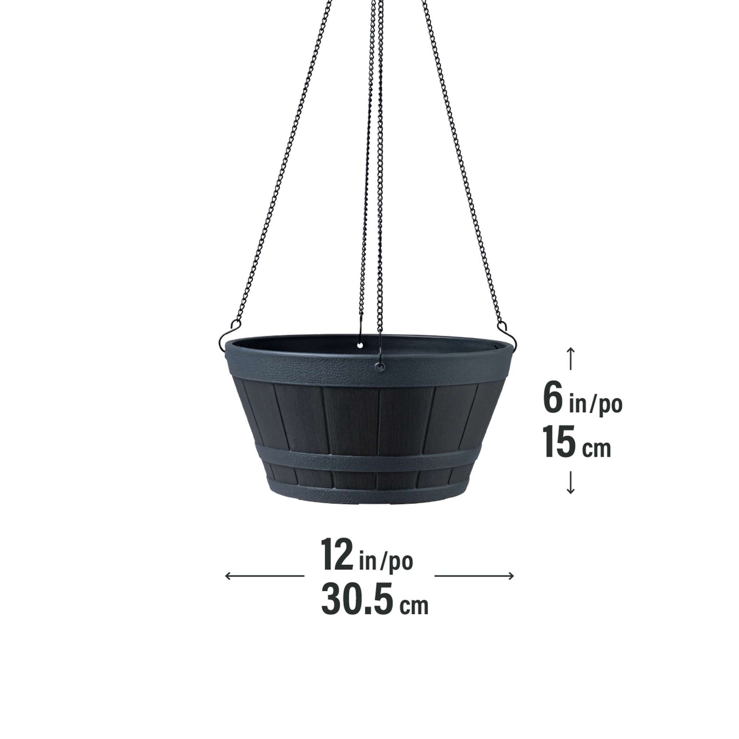 Jardinière suspendue Tennessee Whisky 12 po avec fini effet bois
