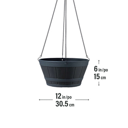 Jardinière suspendue Tennessee Whisky 12 po avec fini effet bois