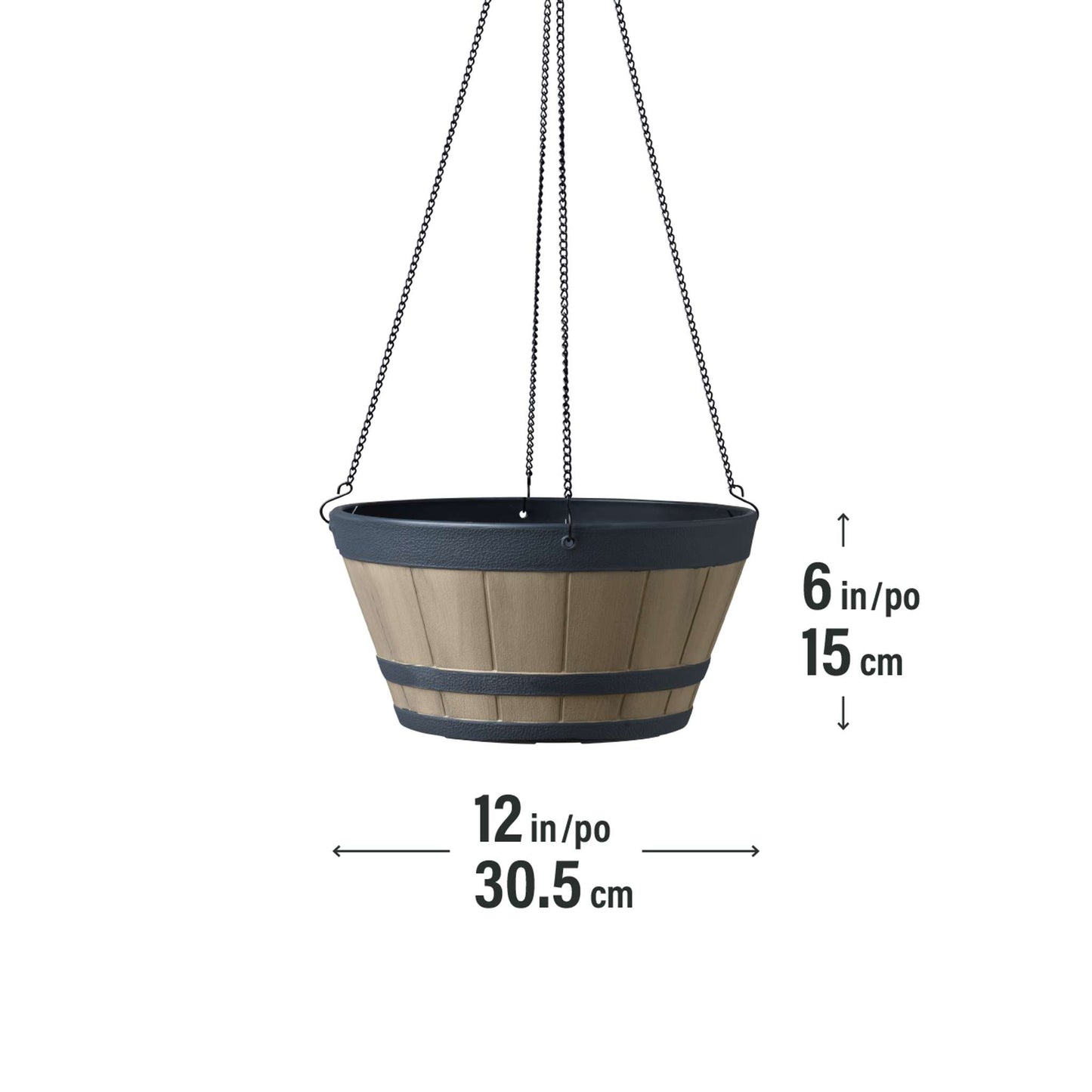 Jardinière suspendue Tennessee Whisky 12 po avec fini effet bois