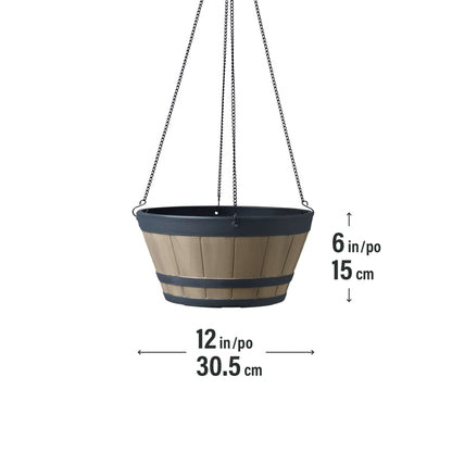 Jardinière suspendue Tennessee Whisky 12 po avec fini effet bois