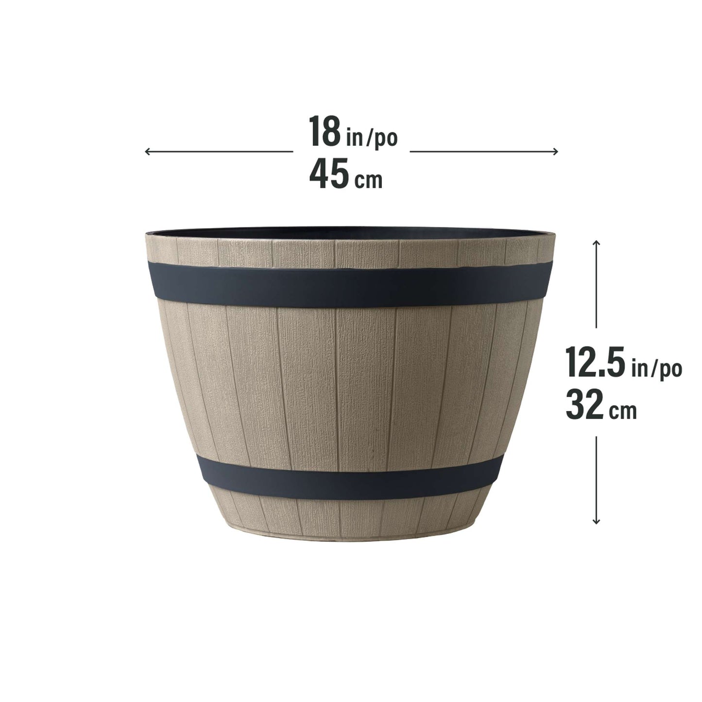 Jardinière Baril de vin 18 po avec effet bois