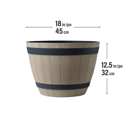 Jardinière Baril de vin 18 po avec effet bois