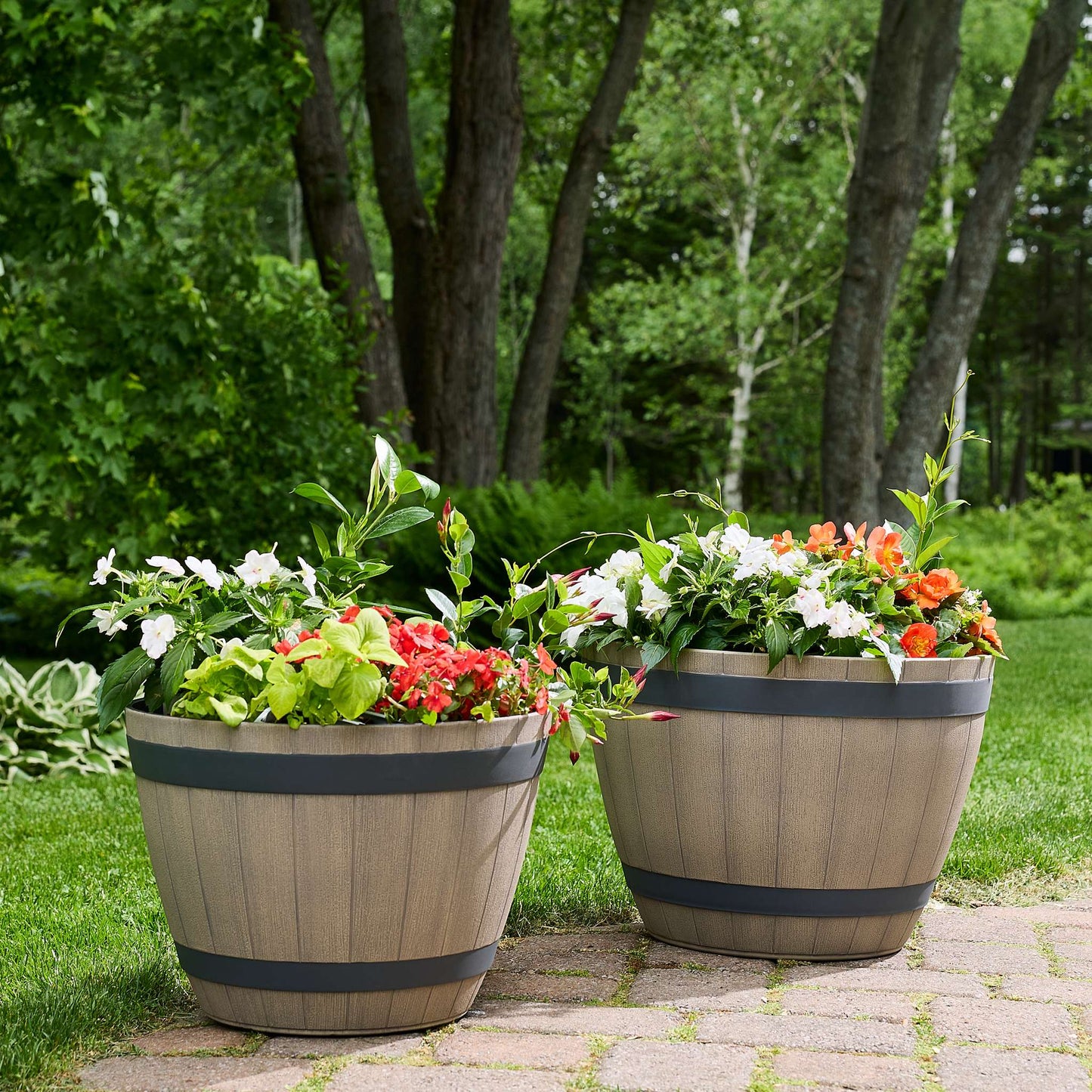 Jardinière Baril de vin 18 po avec effet bois