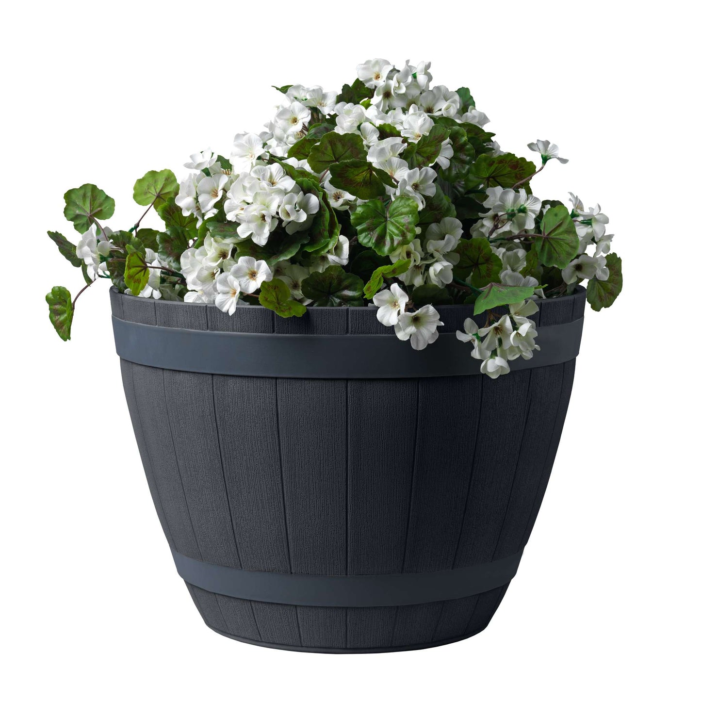 Jardinière Baril de vin 20,5 po avec effet bois