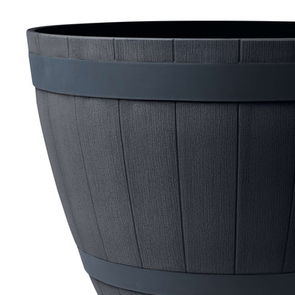 Jardinière Baril de vin 20,5 po avec effet bois