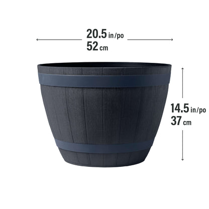Jardinière Baril de vin 20,5 po avec effet bois