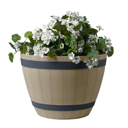Jardinière Baril de vin 20,5 po avec effet bois