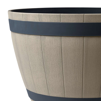 Jardinière Baril de vin 20,5 po avec effet bois