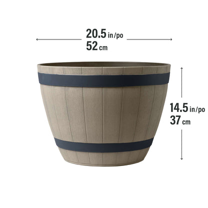 Jardinière Baril de vin 20,5 po avec effet bois