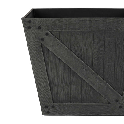 15" Barn Door Planter with Wood Finish