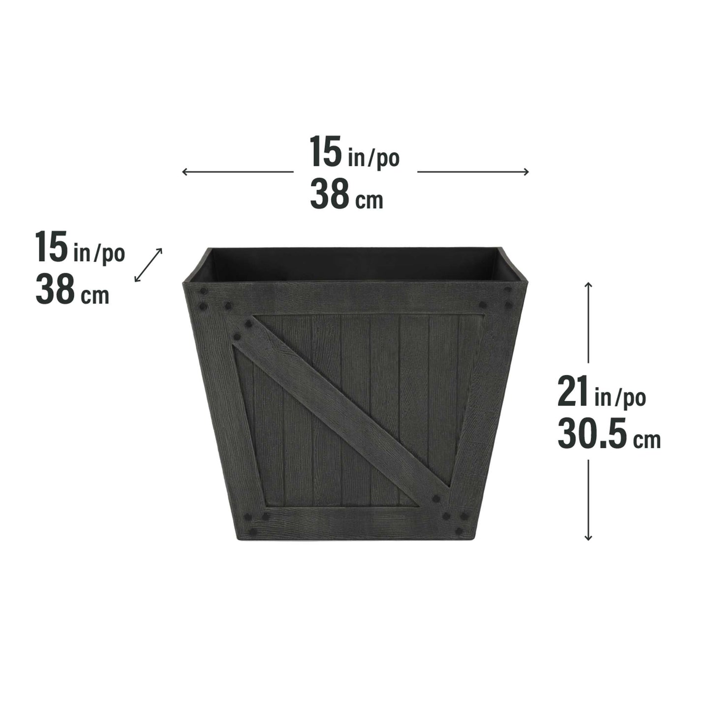 Jardinière style porte de grange 15 po avec fini imitation bois